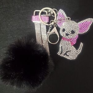 Handmade Rhinestone Chihuahua Purse Charm